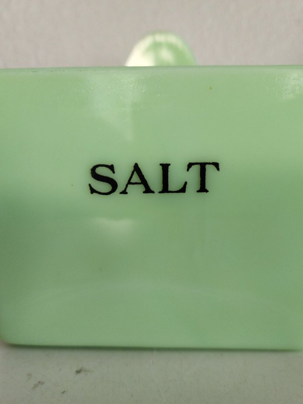 Jeannette Jadeite Jadite SALT BOX Uranium Green Glass Jade ite No Lid Very HTF